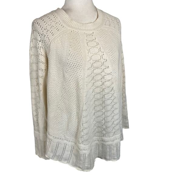 Anthropologie Angel of the North Nulia Circle Hem Poncho Sweater Cream Small - Picture 3 of 10